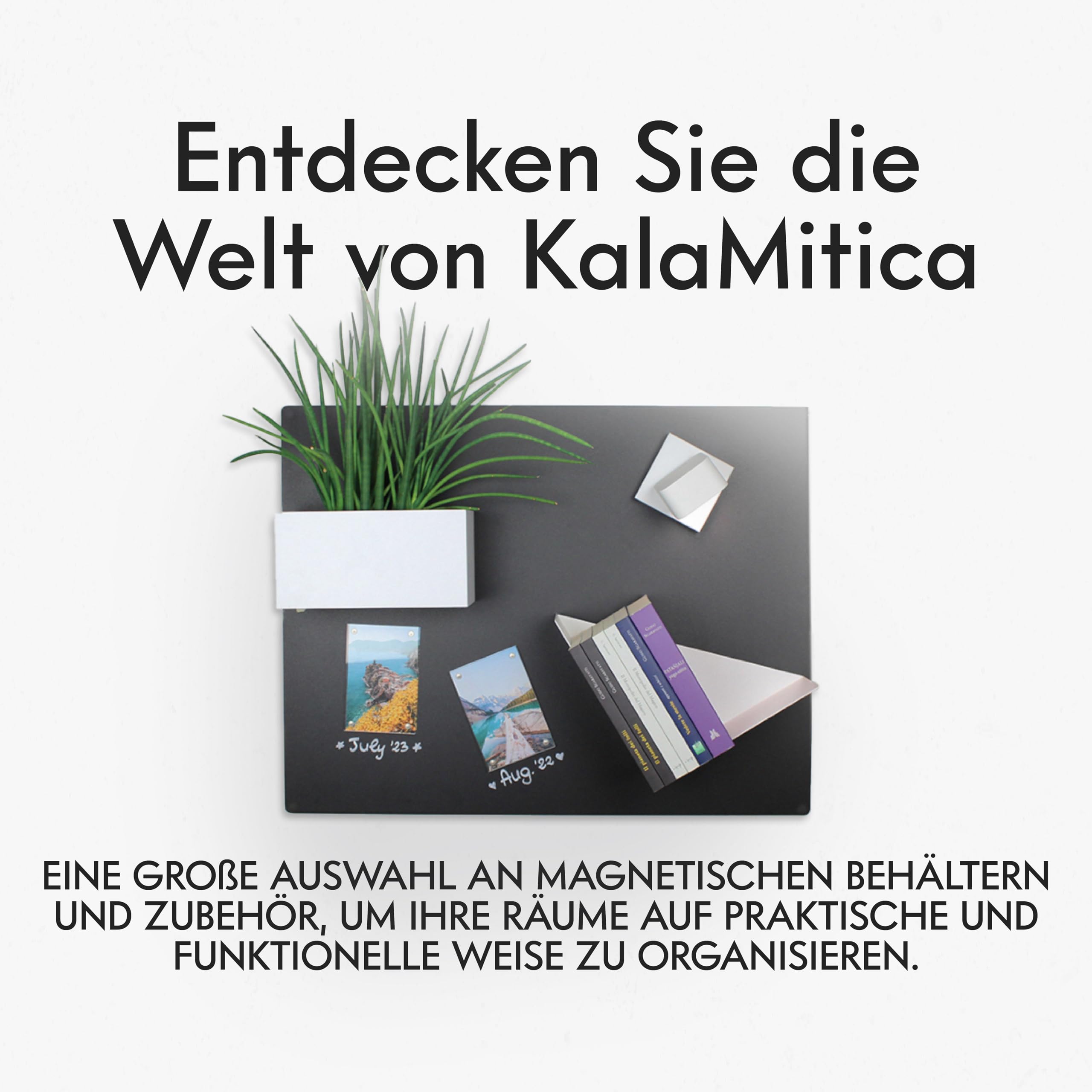 KalaMitica - Magnettafel, Kreidetafel, magnetische Wandtafel aus Stahl - Beschreibbare Pinnwand für Magnete, Notizen und Dekoration - Katze, 56x38 cm, Schwarz Anthrazit
