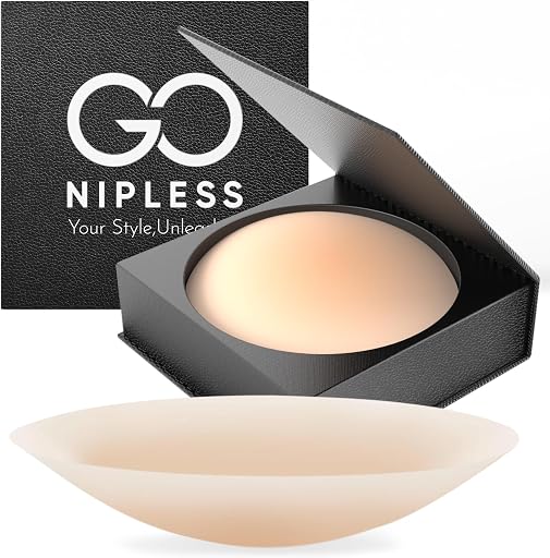 Go Nipless Nipple Covers For Women-Dermatologist Approved Sticky Bra Alternative, Reusable Silicone Pasties, Breast Petals A-DD For Strapless & Backless Wear Nude