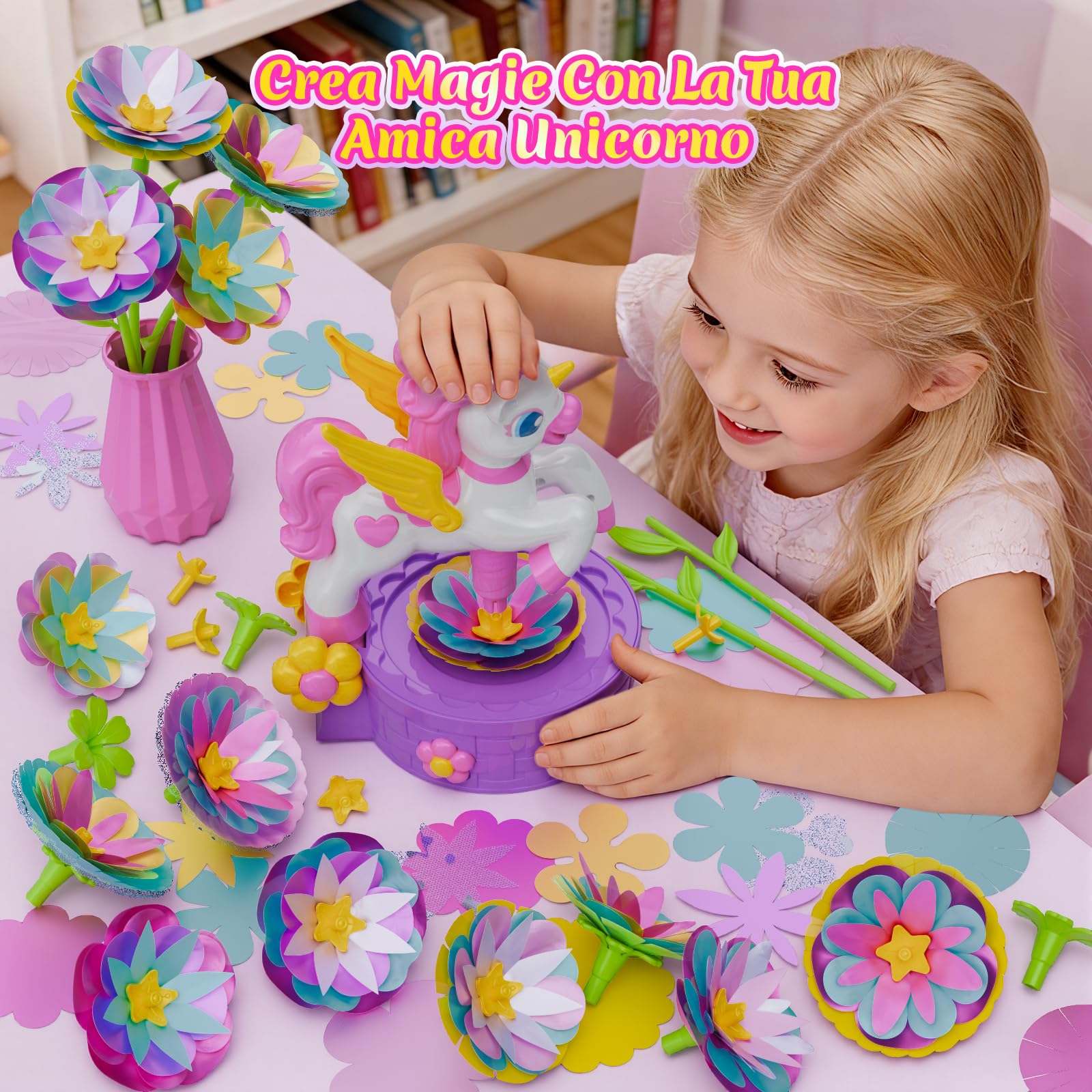 Unicorno Kit Lavoretti Creativi per Bambini, Fai Da Te Artigianale Laboratorio dei Fiori Regalo Giocattoli Creativo per Bambina 4 5 6 7 8 9 10 Anni Giocattoli Bambina 3-10 Anni per Compleanno e Natale