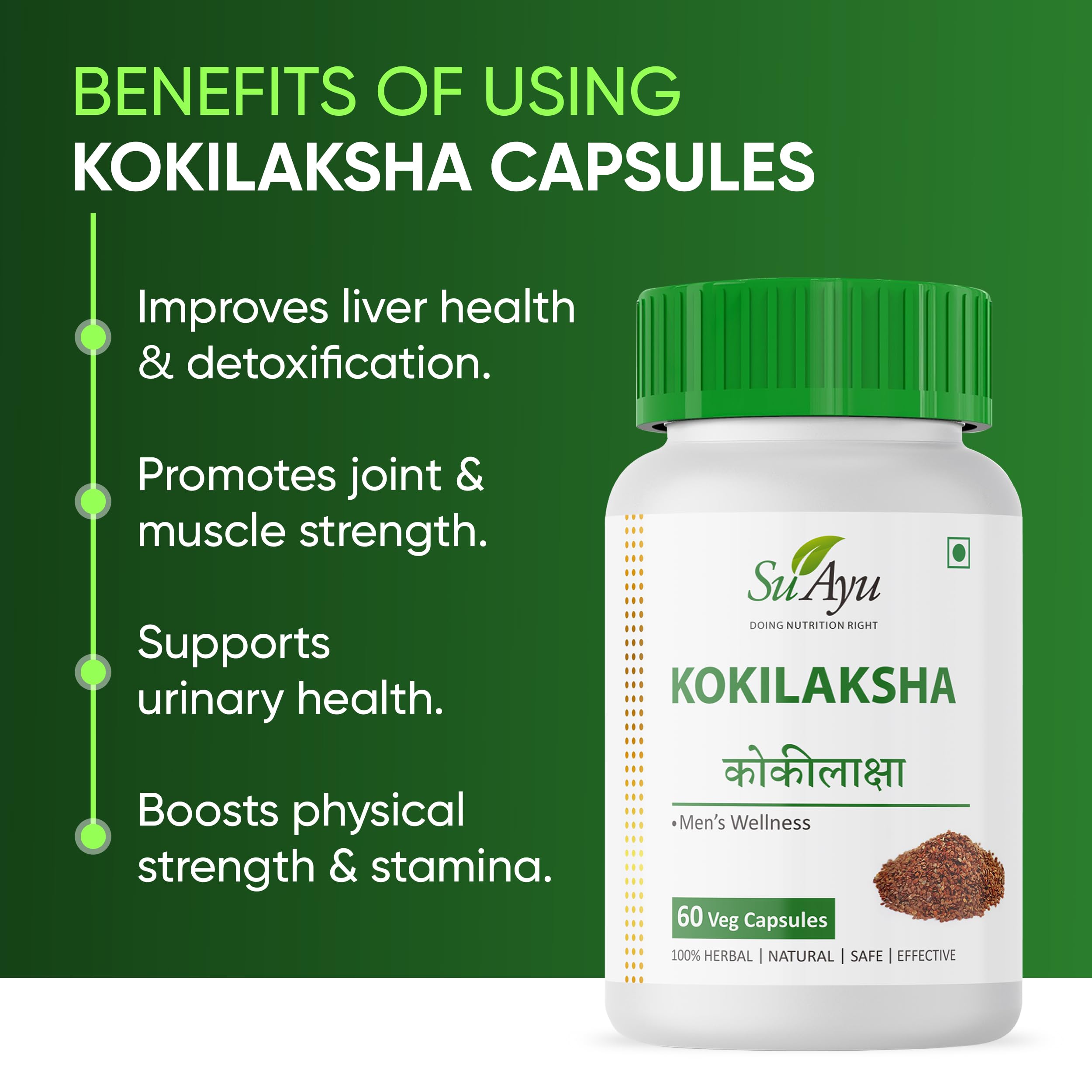 Kokilaksha 60 Capsules (Pack Of 1) | Ayurvedic Men’s Wellness Supplement | Natural Support for Stamina, Energy, Reproductive Health & Vitality | 100% Herbal & Safe — Amazon image 5