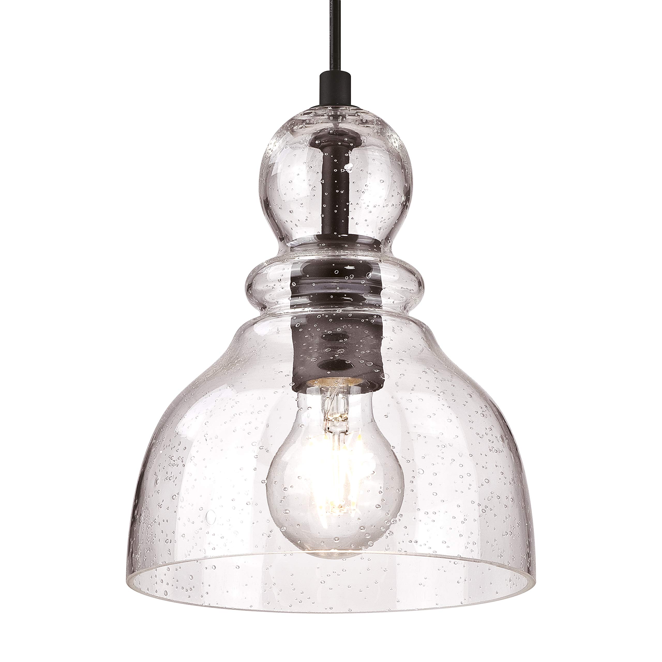 61008 Einflammige Pendelleuchte von Westinghouse Lighting für den Innenbereich, Ausführung in geölter Bronze mit klarem Antikglas