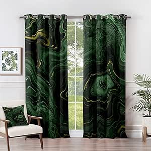 Yoozitrees Marble Black Out Curtains 84 Inch Length