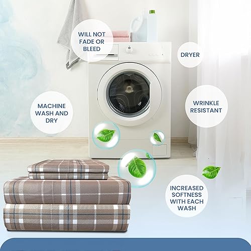 Miniatura 8 de Thermee Sábanas de Cama de Microfranela  Ultra Suaves, Resistentes a las Arrugas, Sábanas de Franela para Comodidad en Todas las Estaciones, Juego