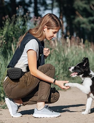 Miniatura 3 de Gobeigo Bolsa de golosinas para perros con clicker de entrenamiento 2.0, cierre magnético más fuerte para evitar derrames, bolsa de silicona de 1.67