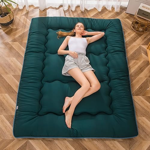 Miniatura 337 de Colchón futón japonés de piso gris constelación, de piso tatami, portátil, para acampar, para niños, sofá cama plegable enrollable con protector de