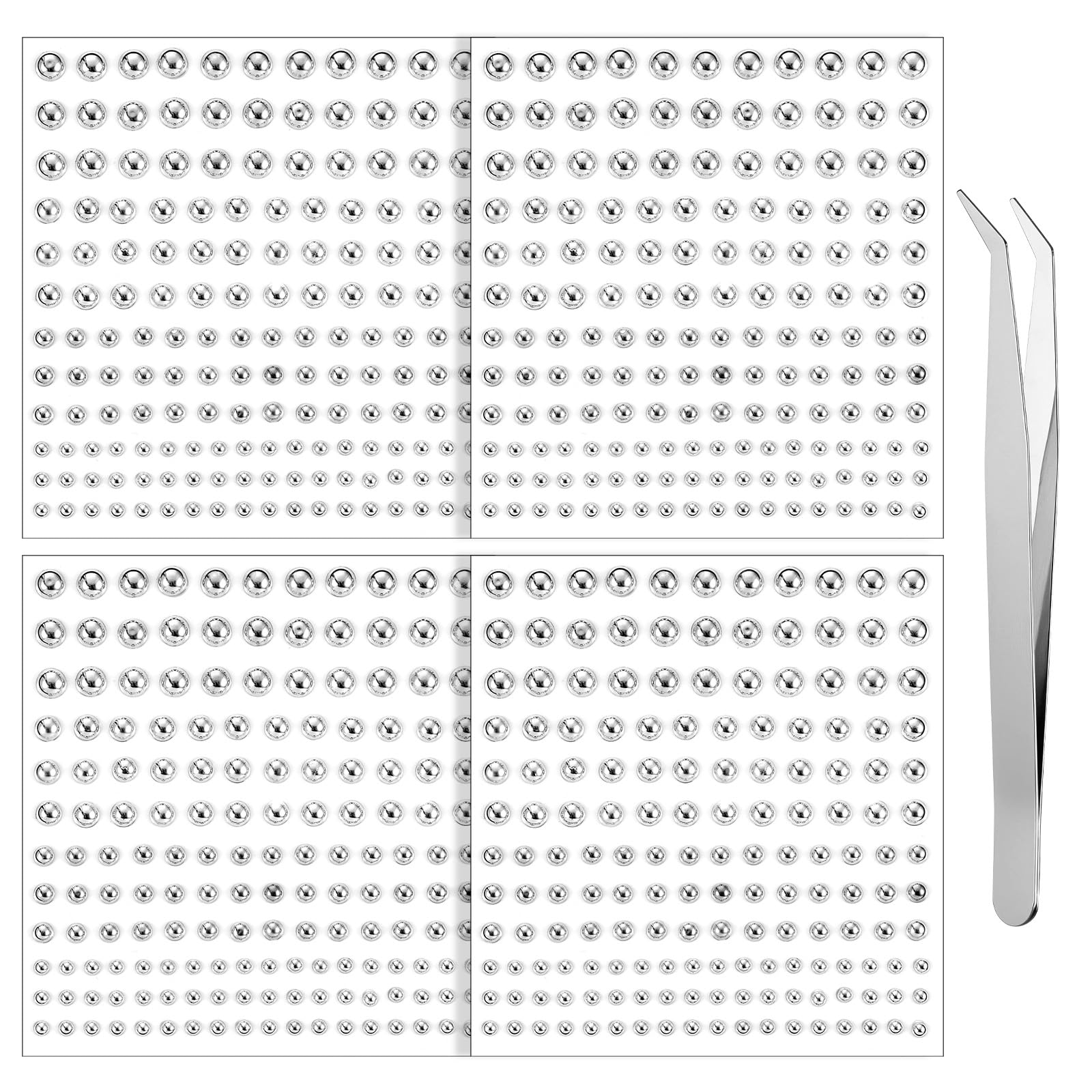 Kolczyki do ust, 4 liście, 660 sztuk, fałszywe kolczyki do nosa, nosa, warg, Y2k, akcesoria do piercingu brwi, z pęsetą, dla kobiet i mężczyzn, kolor srebrny
