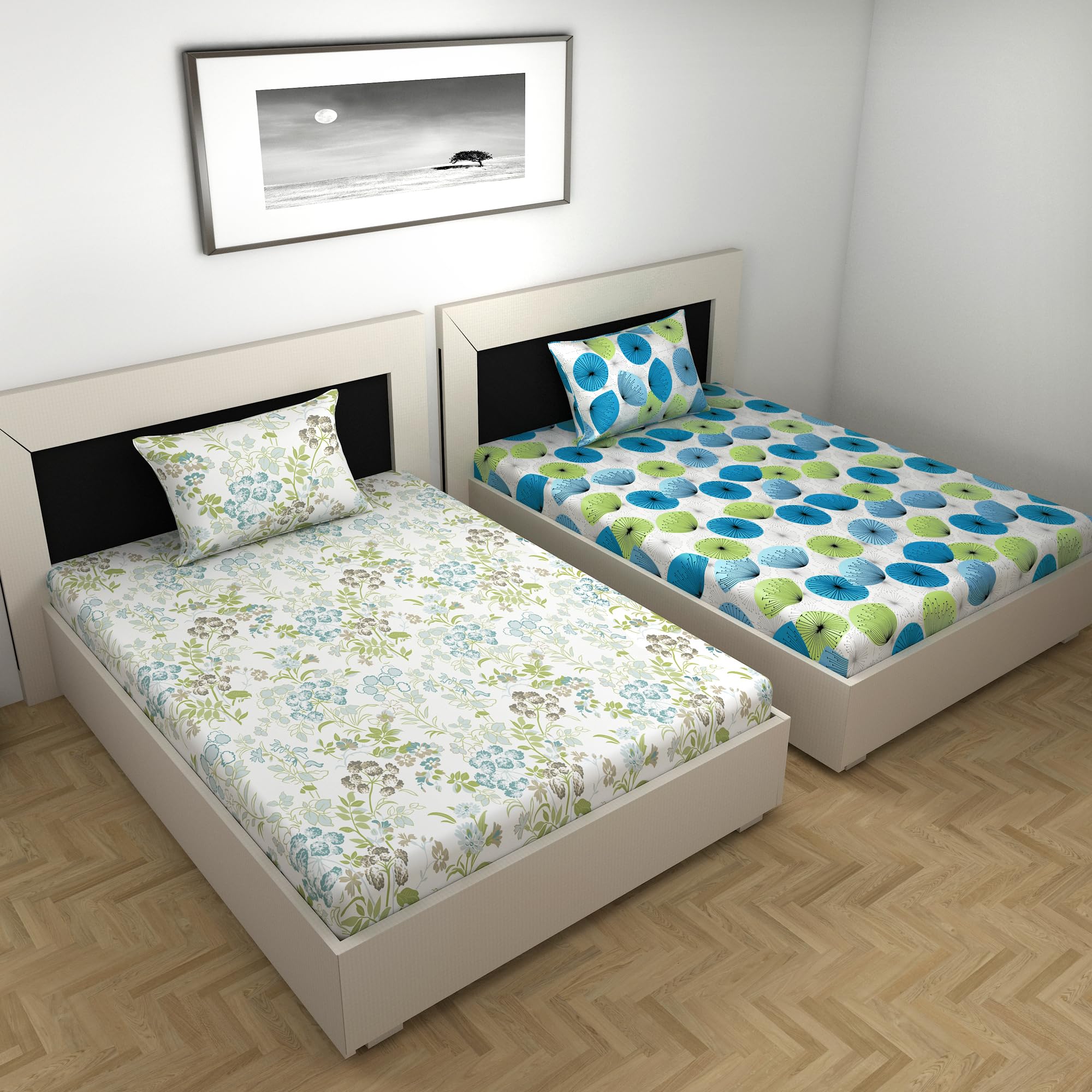 Divine Casa 144 TC Floral Printed 100% Cotton Set of 2 Bedsheet for Single Bed Combo - 145 x 223 CM (B0C77M87XM) Amazon Price History, Amazon Price Tracker