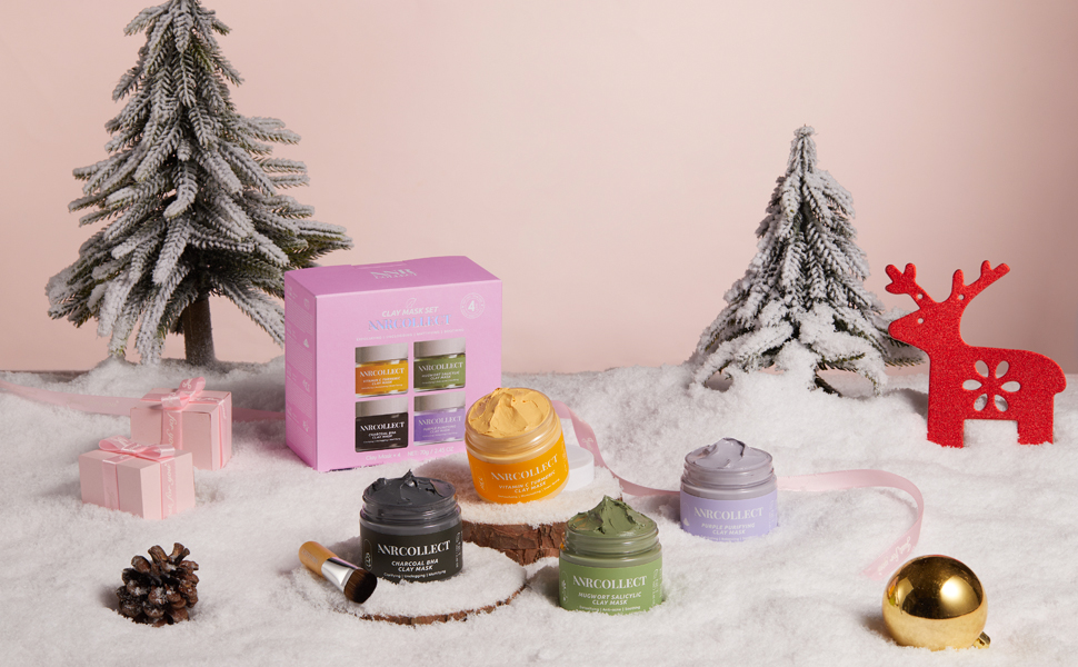 ANRCOLLECT 4-Pack Clay Face Mask Set for Deep Pore Cleansing