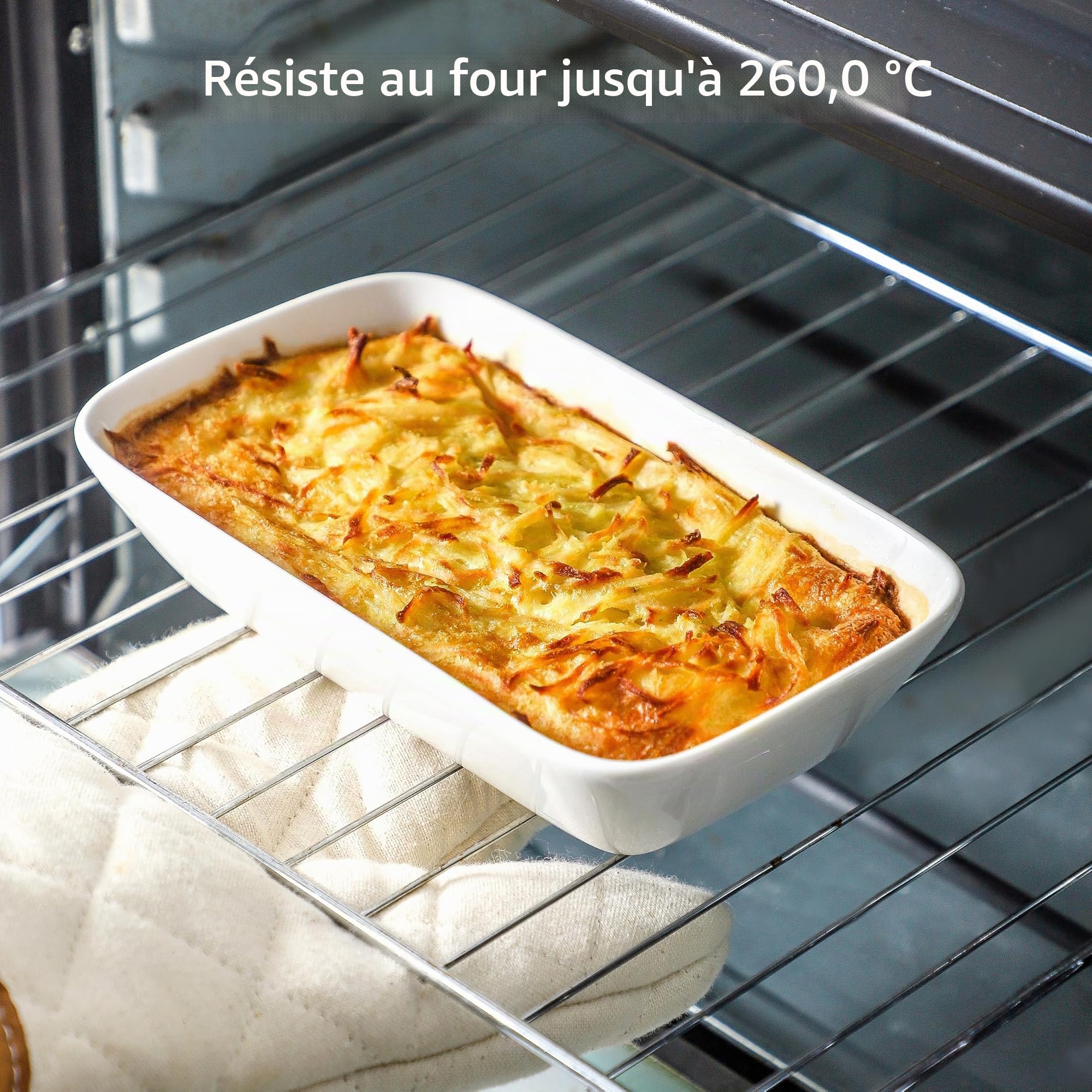 Plat à Four de Cuisson Porcelaine - Plat à Four en Céramique Petit - Plat à Lasagne Rectangulaire - Idéal pour Les Lasagnes, Les Soufflés ou Le Tiramisu - Dimensions 18x11x4 cm, 400ml - Lot de 4