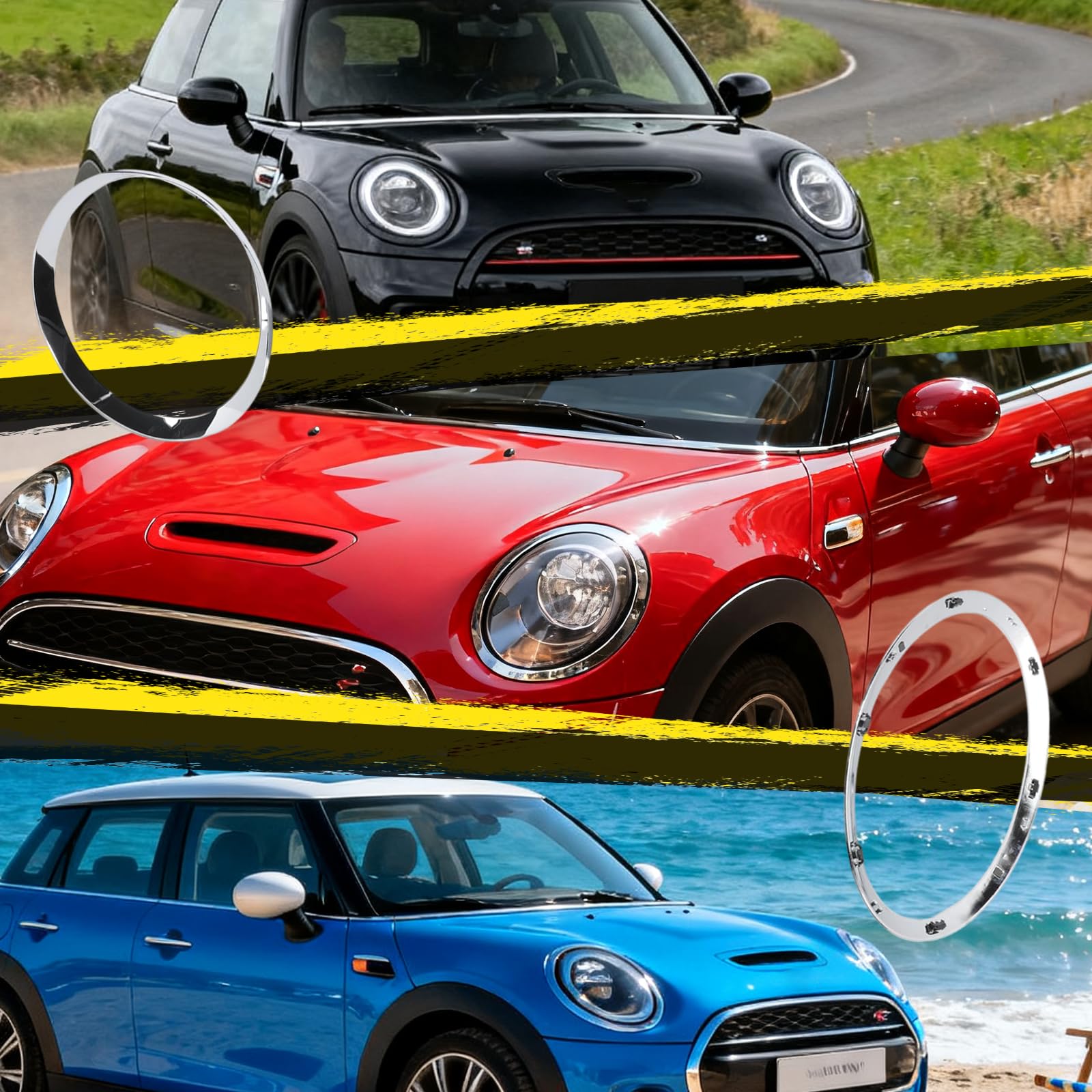 2 unidades Anillo Decorativo Para Faros Delanteros Compatible con MINI COOPER F55 F56 F57, Cubierta de Anillo para Faros Delanteros OEM 51137300631, 51137300632, 51712355791, 51712355798