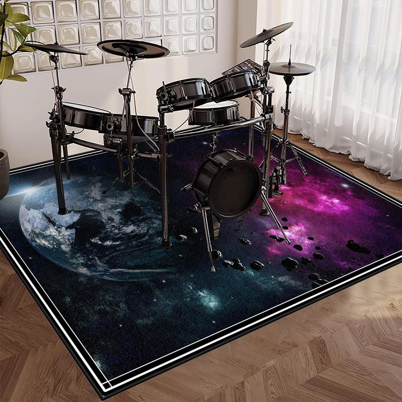 Dywanik perkusyjny, antypoślizgowy, dźwiękoszczelny, do użytku wewnątrz i na zewnątrz, elektroniczny zestaw perkusyjny jazzowy, do perkusji basowej, werbla, na zewnątrz, izolacja akustyczna, dywan