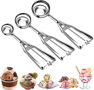 Cookie Scoop Set, Ice Cream Scoop Set with Multiple Size Trigger Small, Medium and Large Stainless Steel Cookie Scoops Set...
