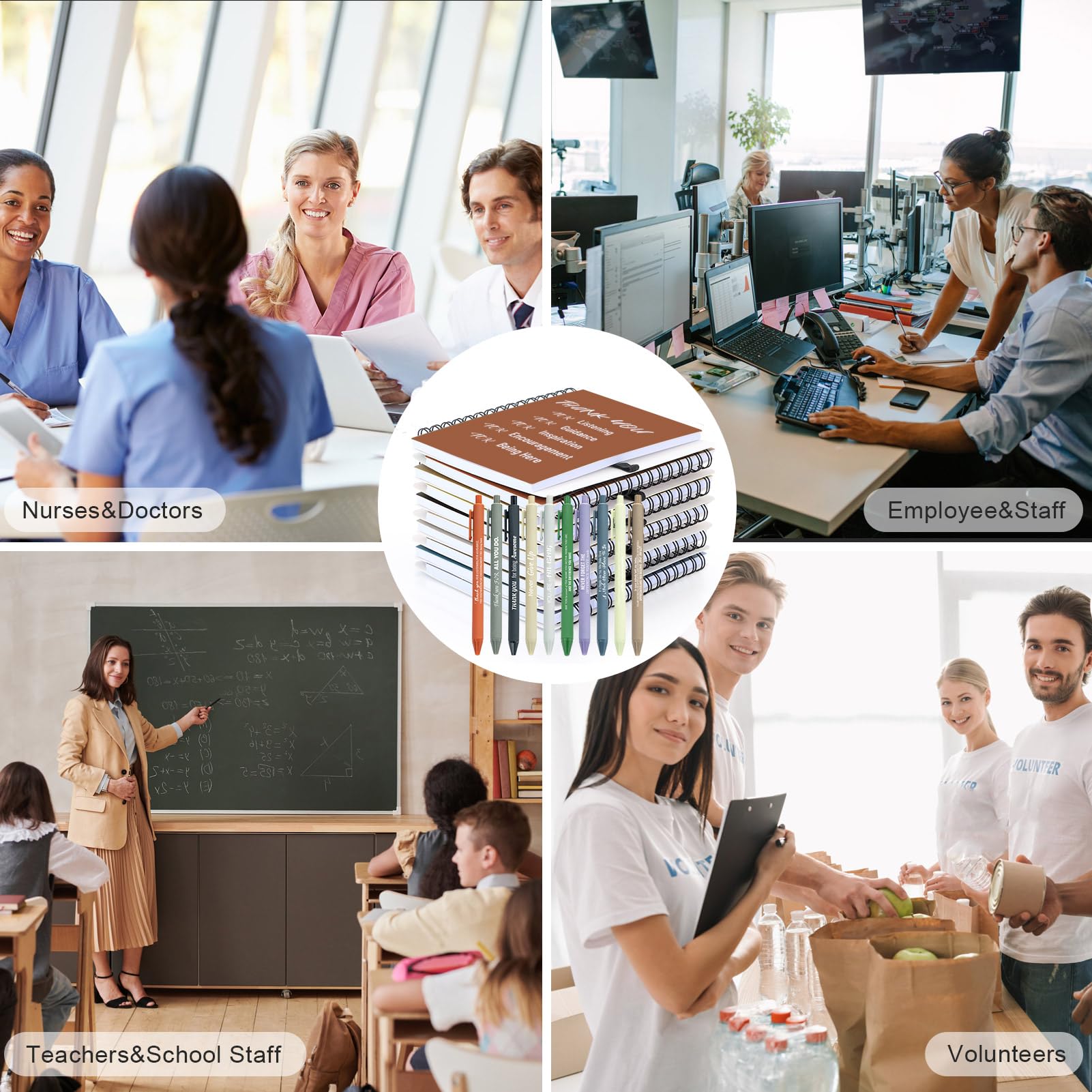10 Sets/20 Pcs Employee Appreciation Gifts Bulk – Inspirational Notebooks with Motivational Pens, Small Notepads for Coworkers, Office Staff, Team, Volunteer, Nurse, Teachers, Housekeeping (Boho)