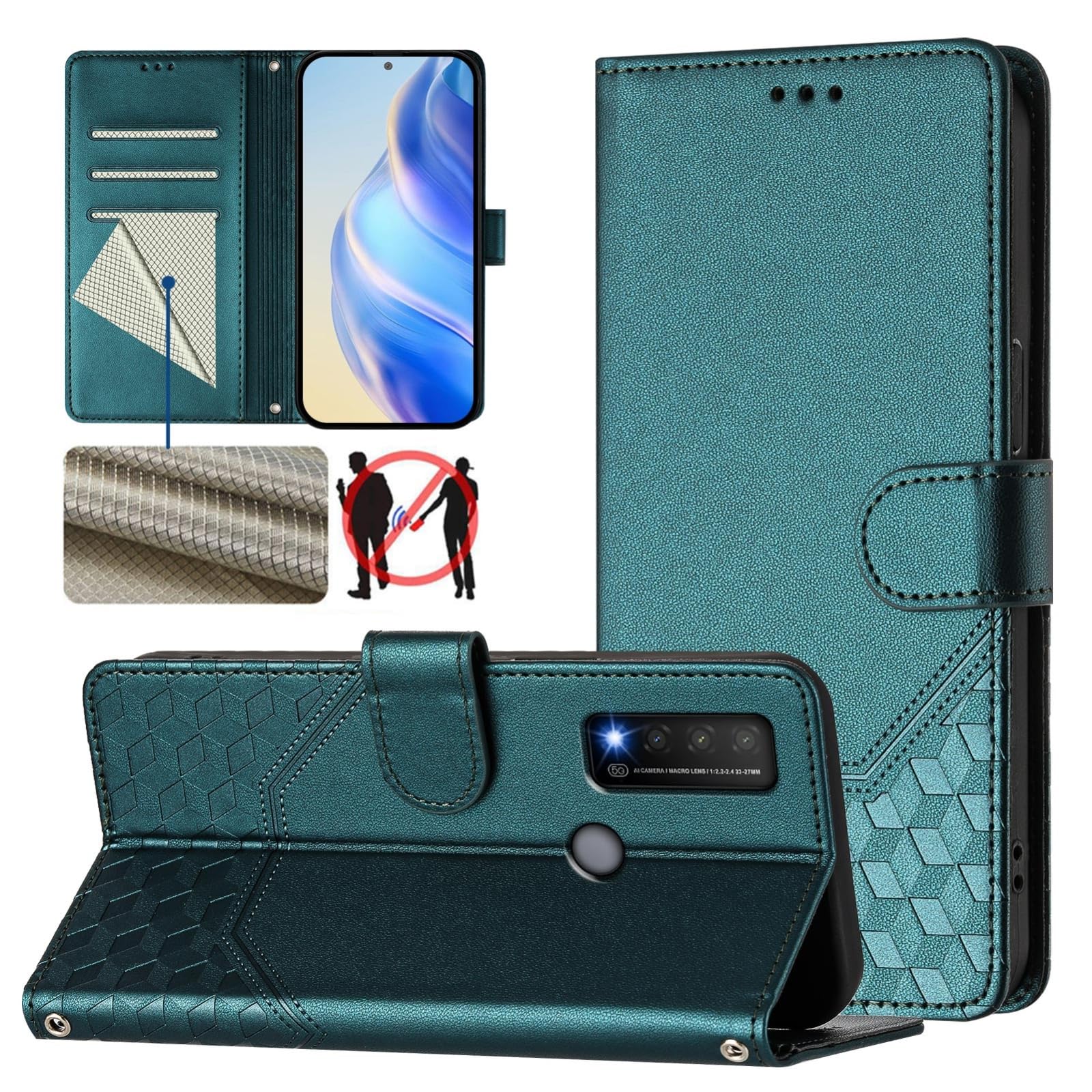 Custodia GOKEN A Portafoglio Per TCL 20 R 5G: Pelle PU Flip Con Slot Carte, Supporto E Chiusura Magnetica (Rosso)