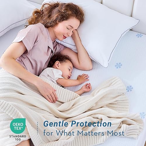 Miniatura 3 de MUXHOMO Paquete de 2 protectores de colchón impermeables, transpirables y silenciosos, tamaño King con bolsillo profundo de 8 a 21 pulgadas, fundas