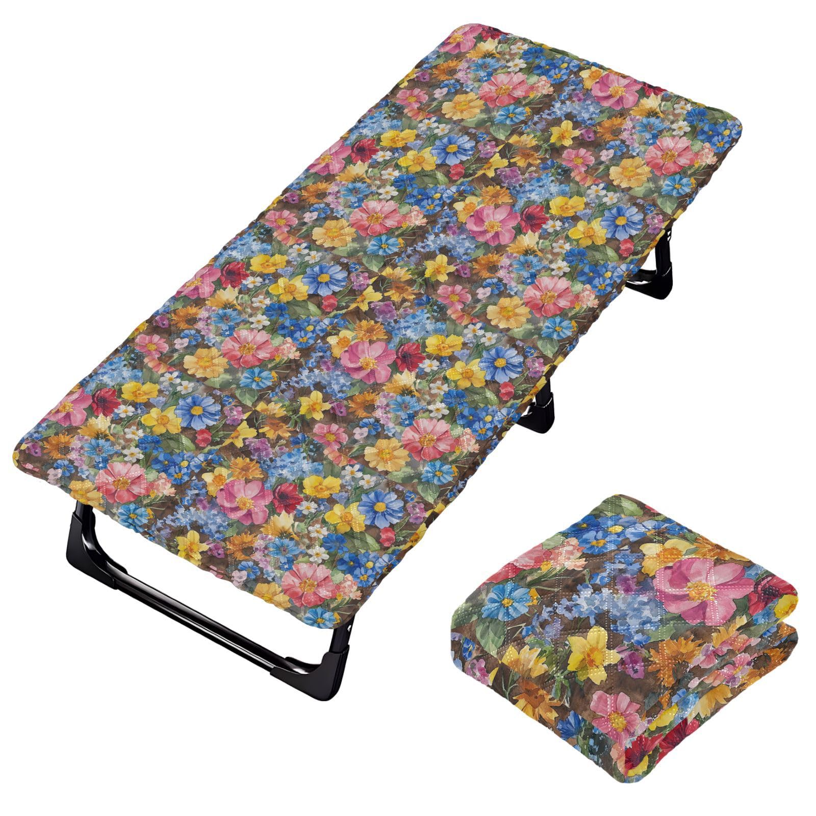 Colorful Spring Flowers Toddler Bed Sheet Travel Washable Cot Sheet for Collapsible Toddler Bed for Small Spaces Sleeping Cot 50' x 25' (Bed Not Included)