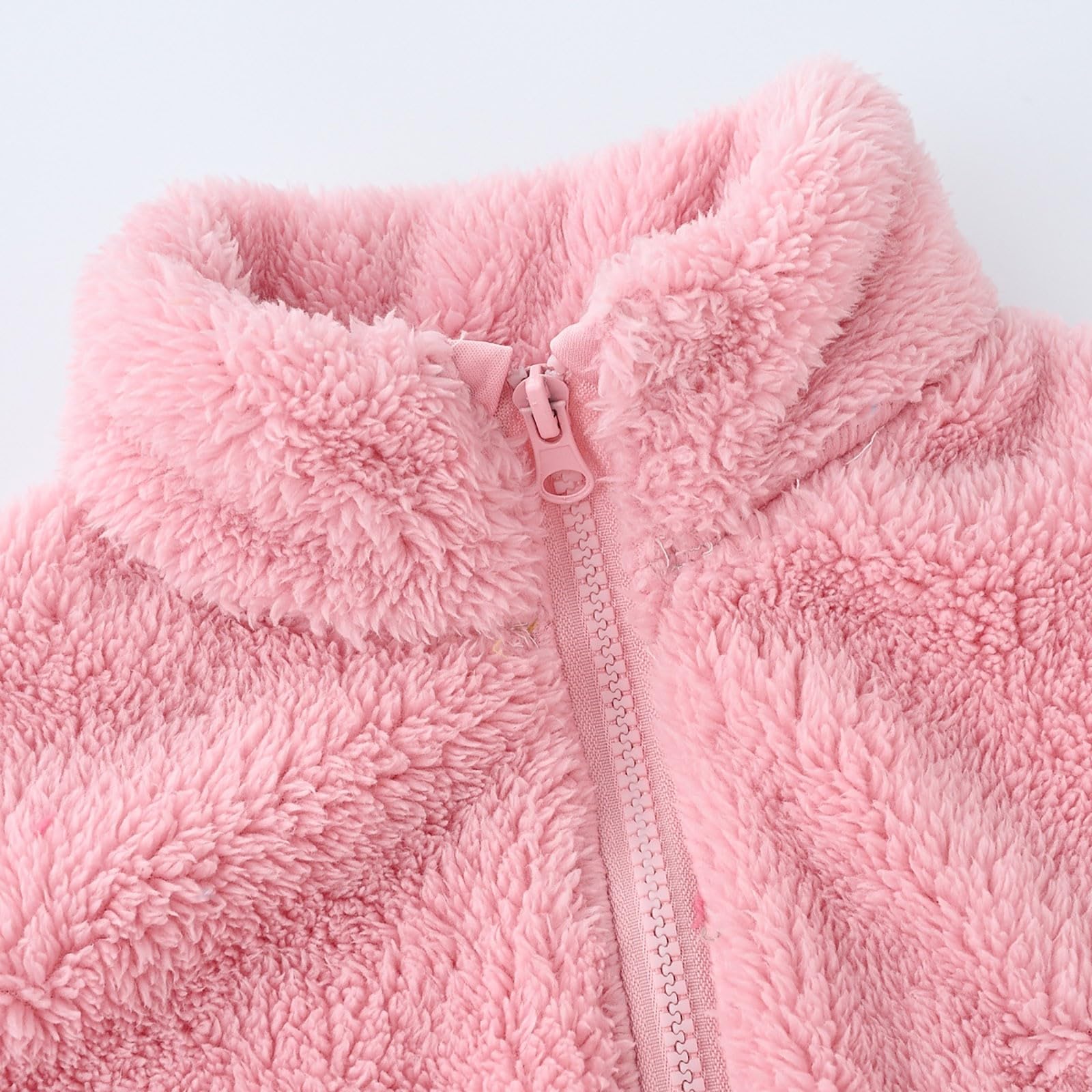 RNTOP Toddler Girls Boys Solid Color Fleece Vest Sleeveless Zipper Jacket Undershirt Fall Winter Warm (Pink, 3-4 Years)