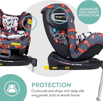 Cosatto All in All Rotate 360° Swivel Spin Car Seat - Group 0+123, 0-36 kg, 0-12years, ISOFIX, ERF, Anti-Escape (Charcoal Mister Fox) | Group 0+123, 0-36 kg, 0 to 12years, ISOFIX, ERF, Anti-Escape