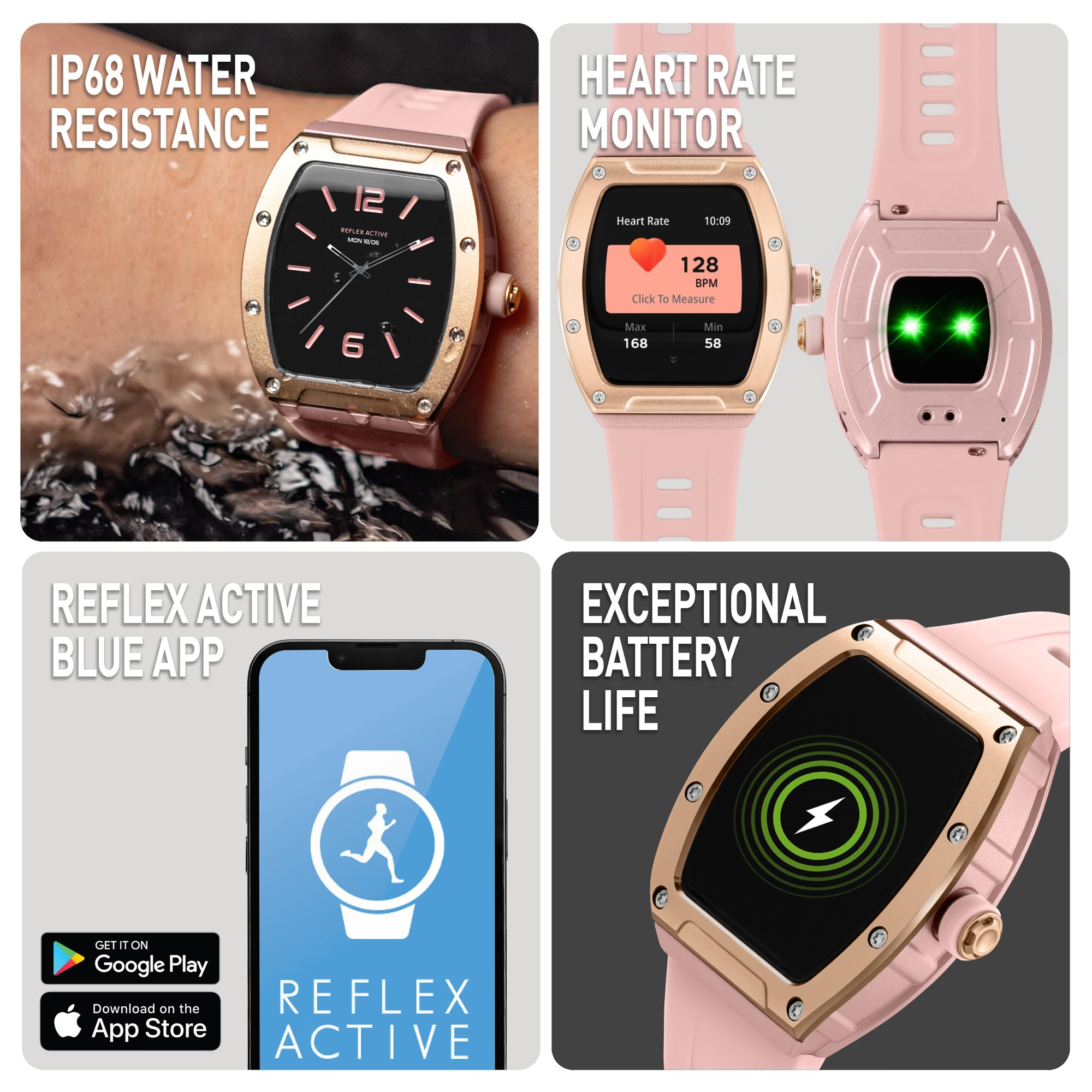 Reflex Active Seria 52 Różowy pasek Smart Calling Watch