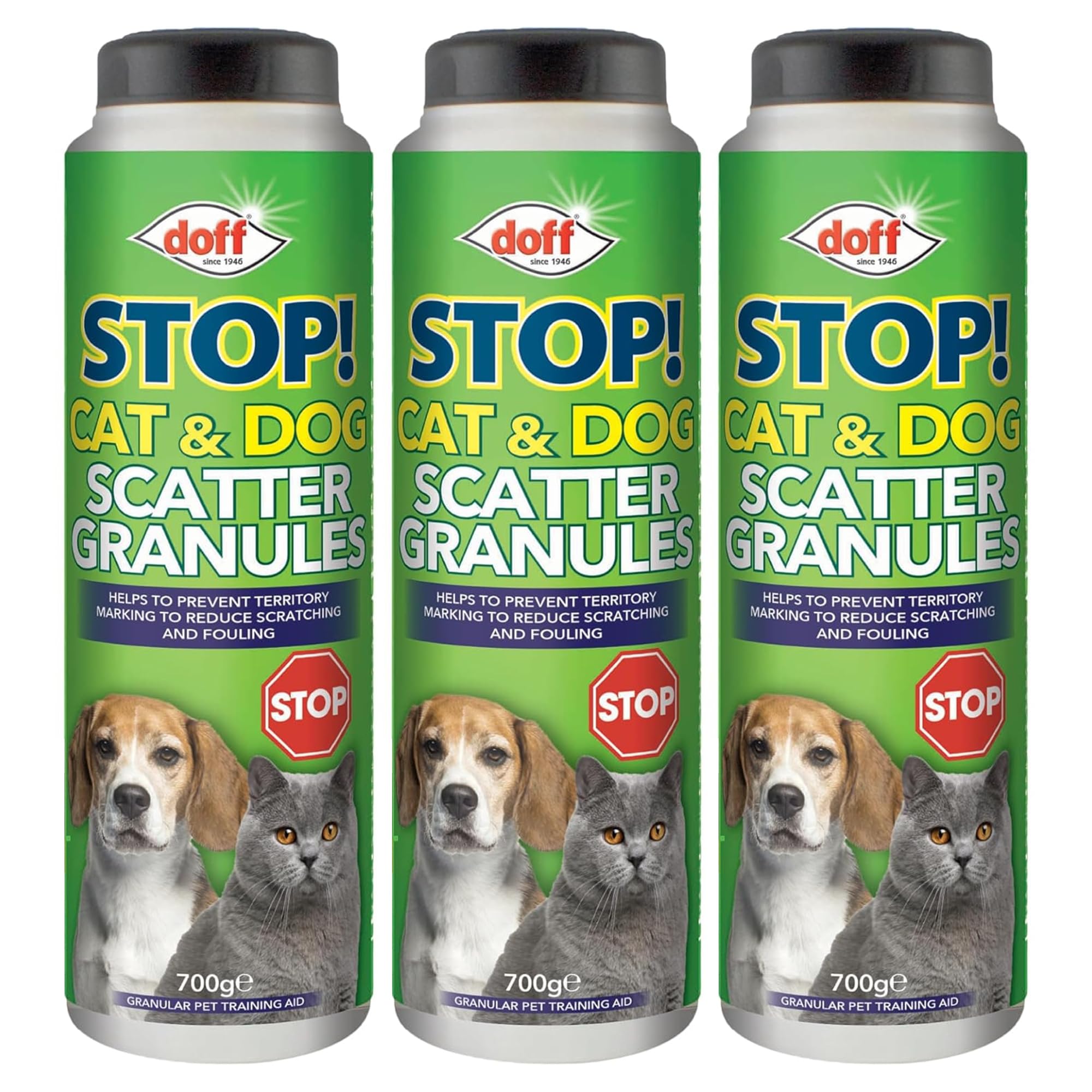 3 x Doff Cat & Dog Scatter Granules 700g – Outdoor Pet Repellent for Cats & Dogs, Helps Prevent Fouling, Digging & Scratching, Garden Deterrent for Lawn, Patio, Paths & Plants, Pest Repellent