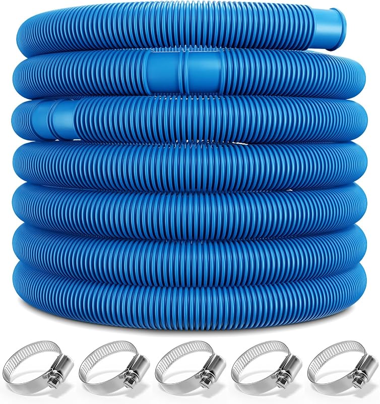 Monzana® 6m Swimming Pool Hose 32mm Diameter | 19ft Trimmable Chlorine and UV-Resistant Pipe | Suitable for Pool Heater Hot Tub Water Pump Drain | Blue