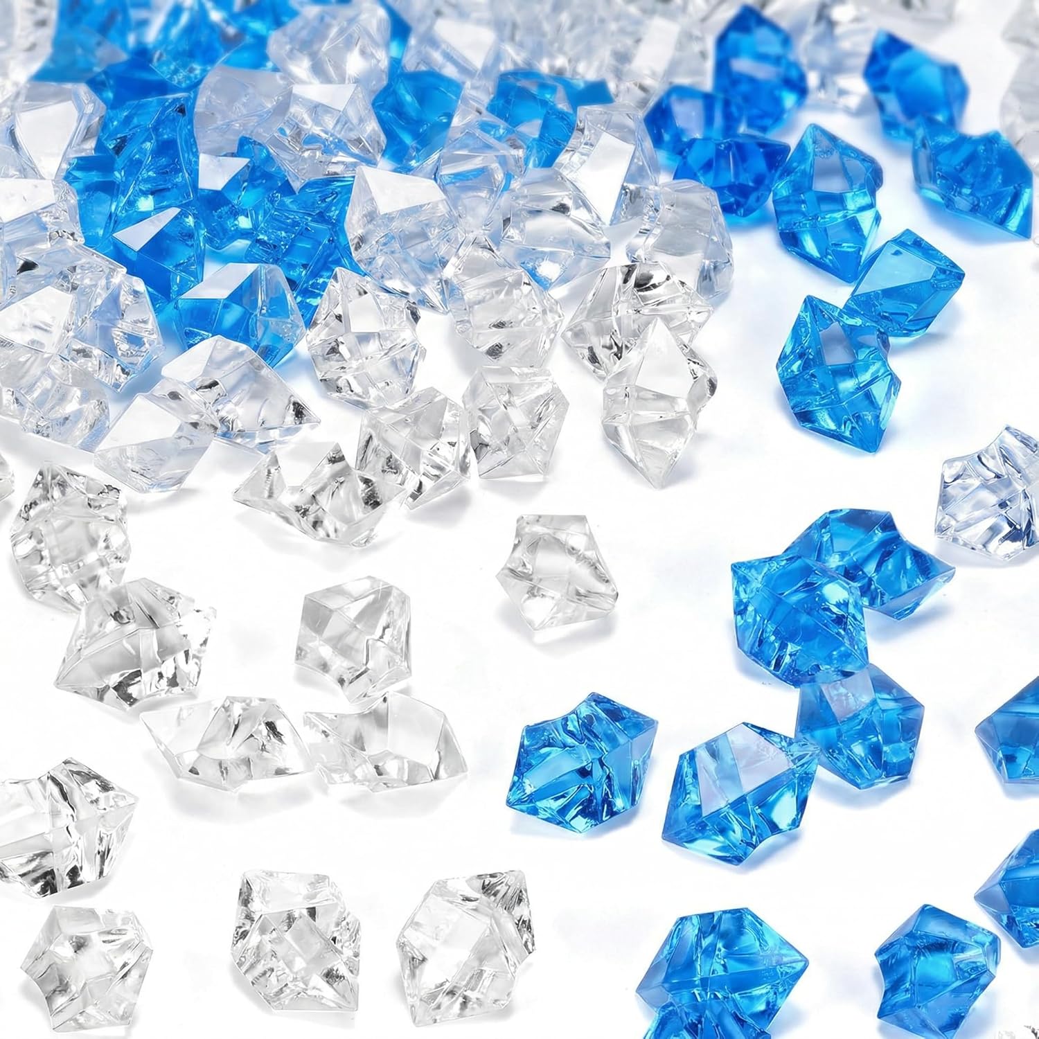 DomeStar Acrylic Fake Ice & Navy Blue Gems - 1000PCS Clear Fake Ice & 150PCS Navy Blue Acrylic Crystals for Vase Fillers, Wedding Decor, and DIY Craft Projects