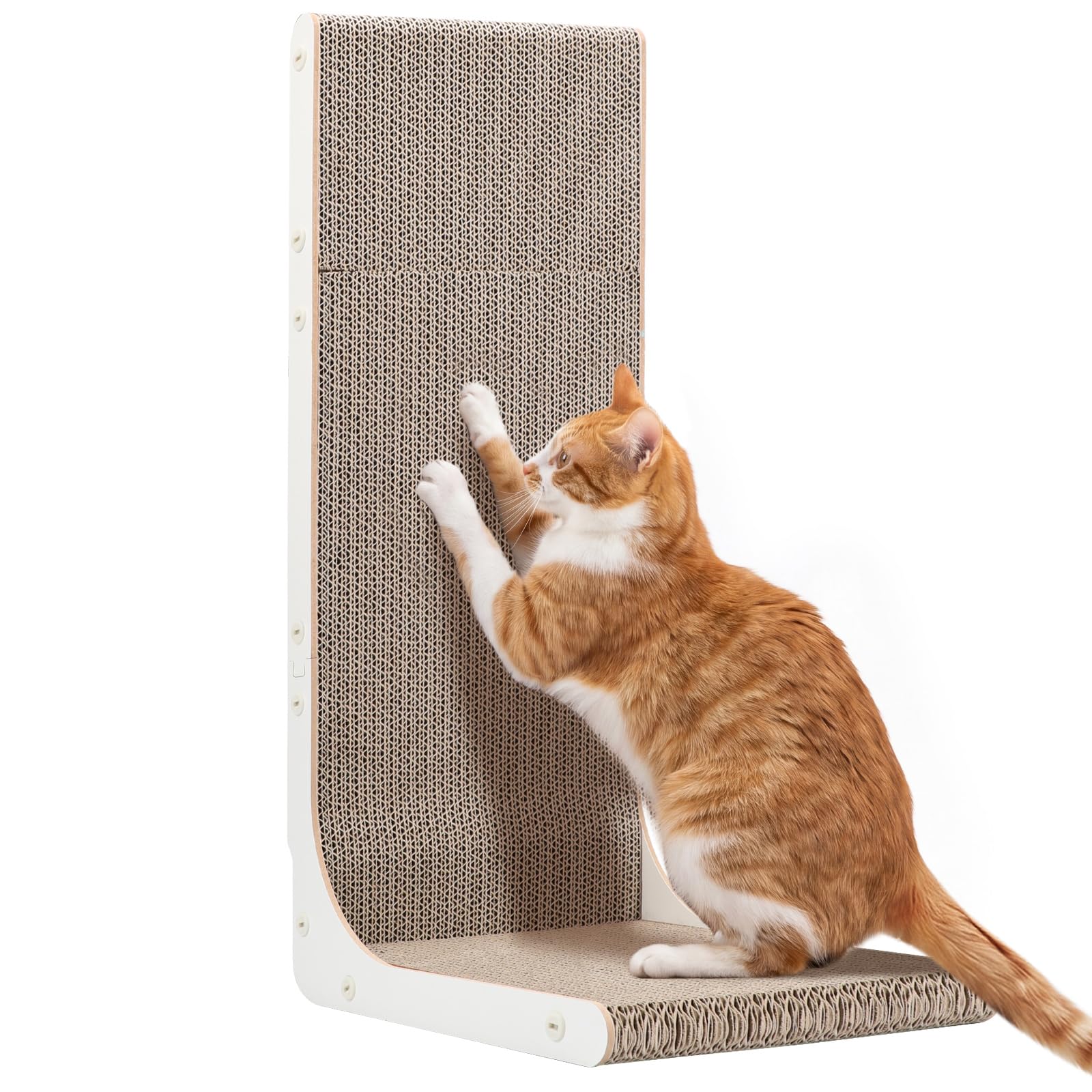 Gimars 58cm Cat Scratcher L-Shape, Vertical Cardboard Cat Scratching Board & Wall Corner Protector, Modern Cat Scratches Pad for Furniture Protection, Indoor Pet Furniture, Natural
