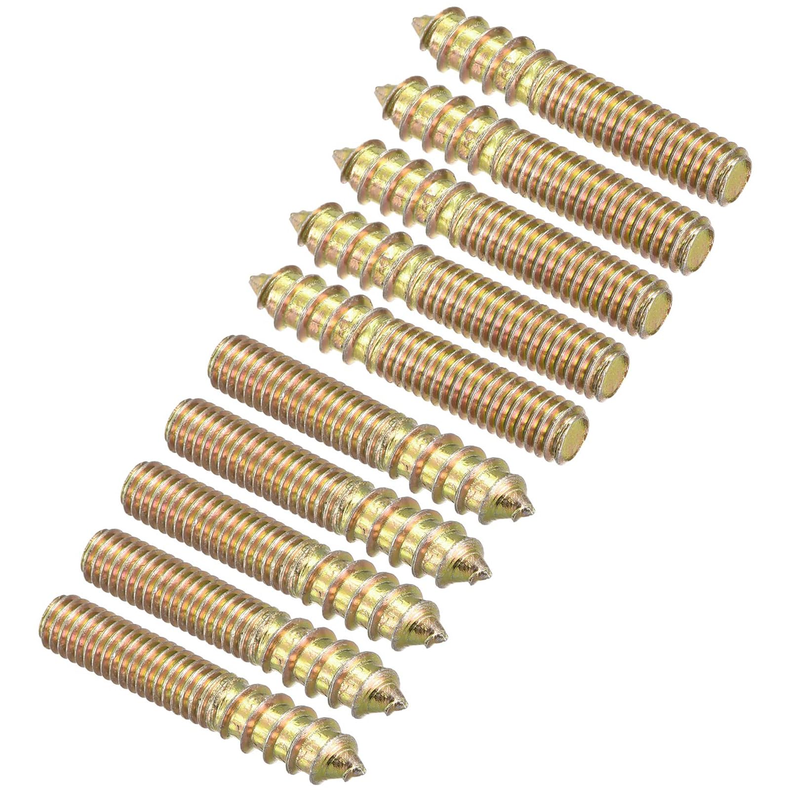 TOP-VIGOR 24Pcs Hanger Bolts, M6x35mm Double Headed Bolts Self Tapping Screw, Double Ended Dowel Screws, Screw Dowels Hanger