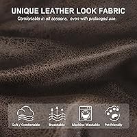 Vista 4 de Fundas para sillas reclinables con aspecto de cuero, funda elástica de 4 piezas, funda suave para silla reclinable, protector de muebles lavable