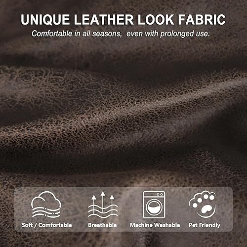 Miniatura 4 de Fundas para sillas reclinables con aspecto de cuero, funda elástica de 4 piezas, funda suave para silla reclinable, protector de muebles lavable