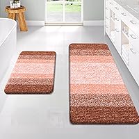 Vista 240 de OLANLY Juego de 2 alfombras de baño de 2 piezas, alfombras de baño de microfibra suave y absorbente y alfombra de inodoro con contorno