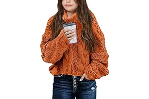 Girls Long Sleeve Cable Knit Turtleneck Sweater