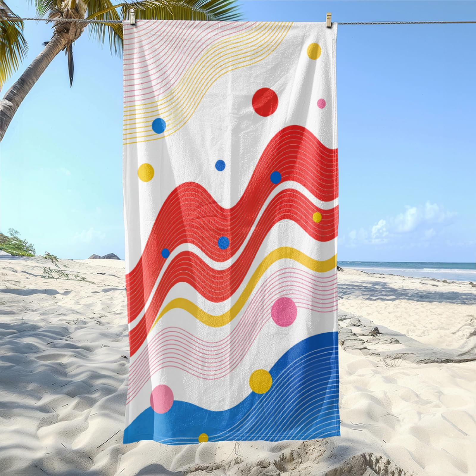 Telo Mare Microfibra 210x230 Rosso, Blu, Giallo Telo Spiaggia Grande Antisabbia,XXL Asciugamano Mare, Asciugatura Rapida, Stuoia Spiaggia Leggero E Portatile
