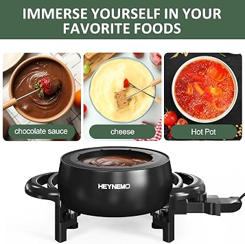 Electric Fondue Pot Set, 3 Quart Fondue Set for Melting Chocolate Cheese with 8 Color-Coded Forks, Adjustable Temp Control, 1000W Non-Stick Fondue Maker for Dessert, Broth and Oil