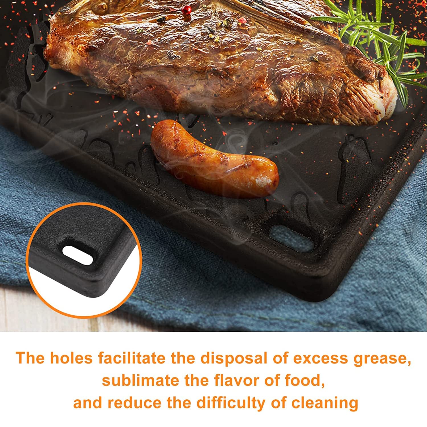 Denmay 6560 - Plancha de cocina de hierro fundido de 45,2 x 31,5 cm para parrillas de gas Weber Q300 Q320 Q3000 Q3200, pieza de repuesto, 1 paquete