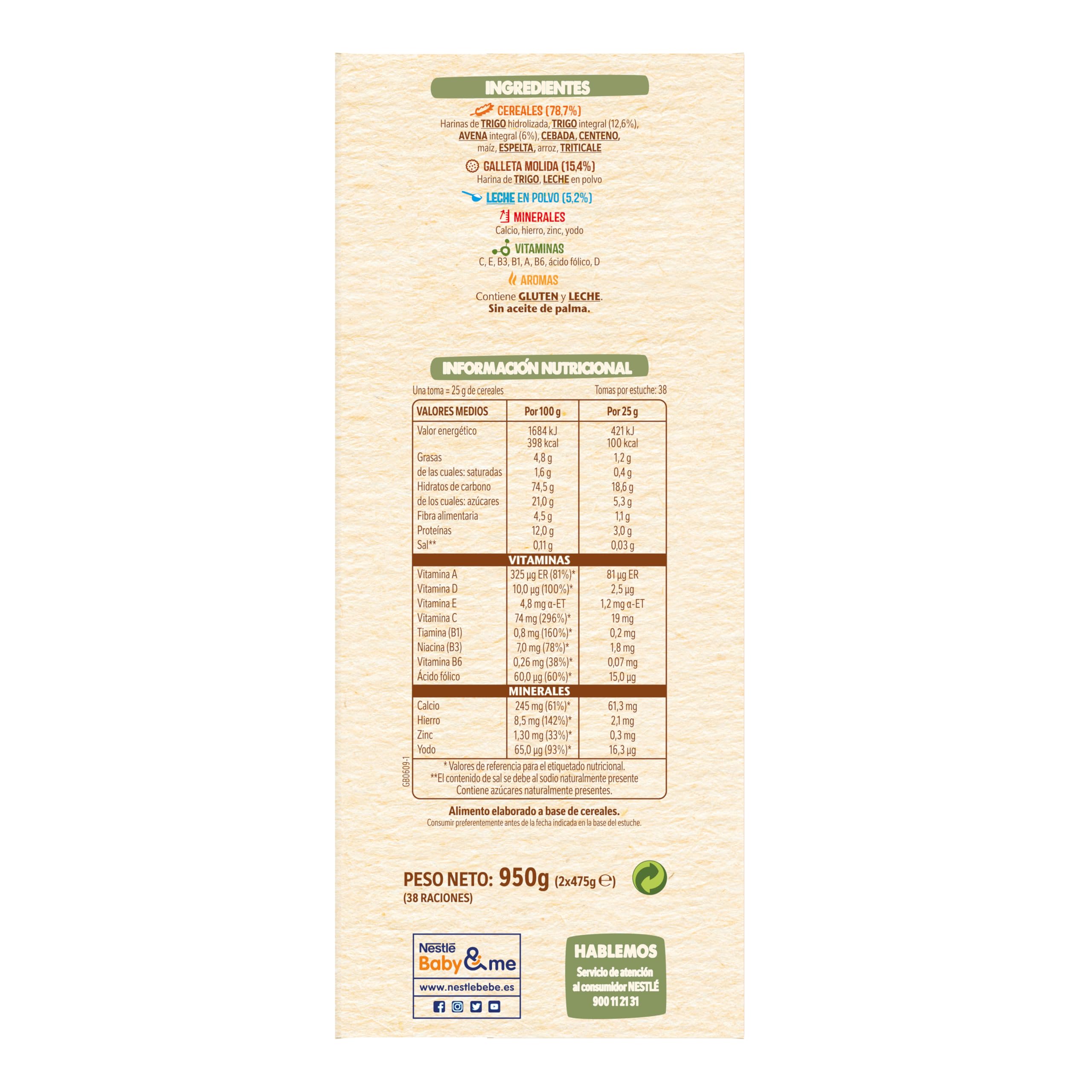 Nestle Papilla 8 Cereales con Galleta, 950 g