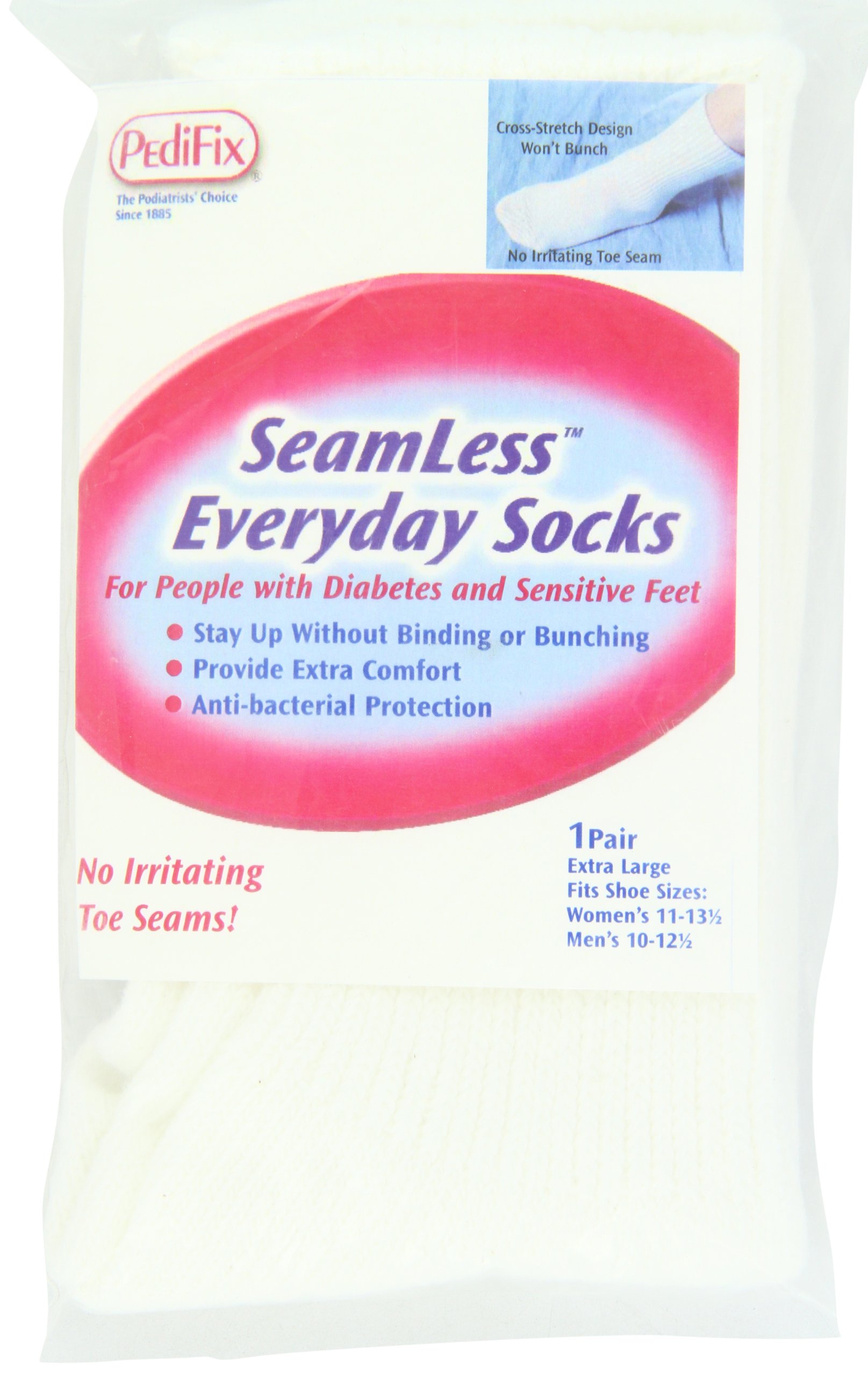 PedifixSeamless Everyday Socks, X-Large Mens 10-12.5 Womens 11-13.5