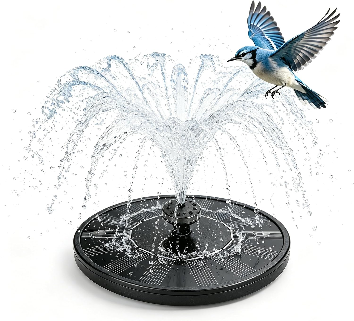 Solar Fountain for Bird Bath, 1.4W Solar Water Fountain Pump with 5 Nozzles, Ultra-Quiet Outdoor Water Feature for Garden, Pond, Pool, Fish Tank, Eco-Friendly Bird Bath Fountain