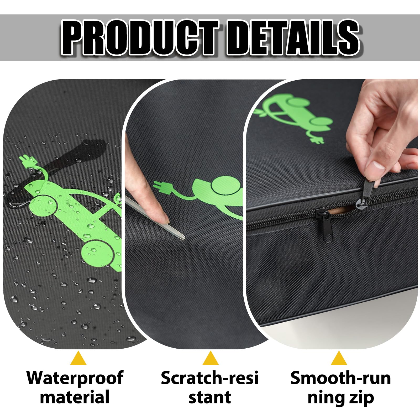 Sac Rangement pour Cable Recharge Voiture Electrique, Tissu 600d Oxford Résistant Aux Rayures étanche Inodore 32x32x10cm Rangement Cable Ev pour Chargeur De Voitures, Câbles Accessoires - 4
