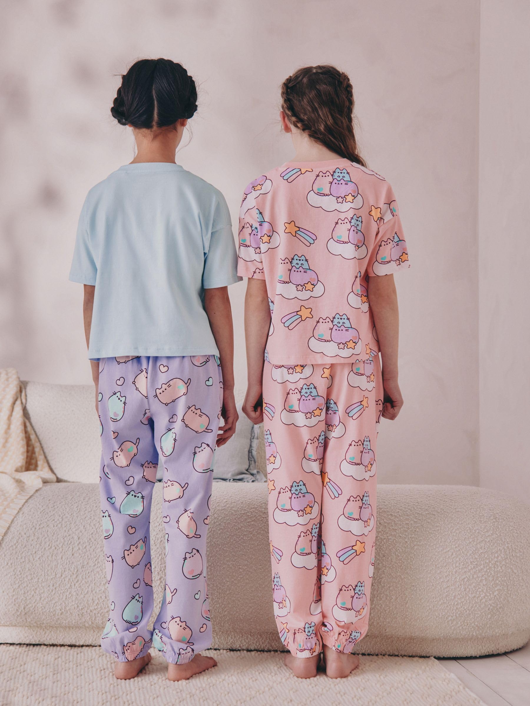 NEXT Mädchen Schlafanzug mit Jogginghose im 2er-Pack, Pusheen