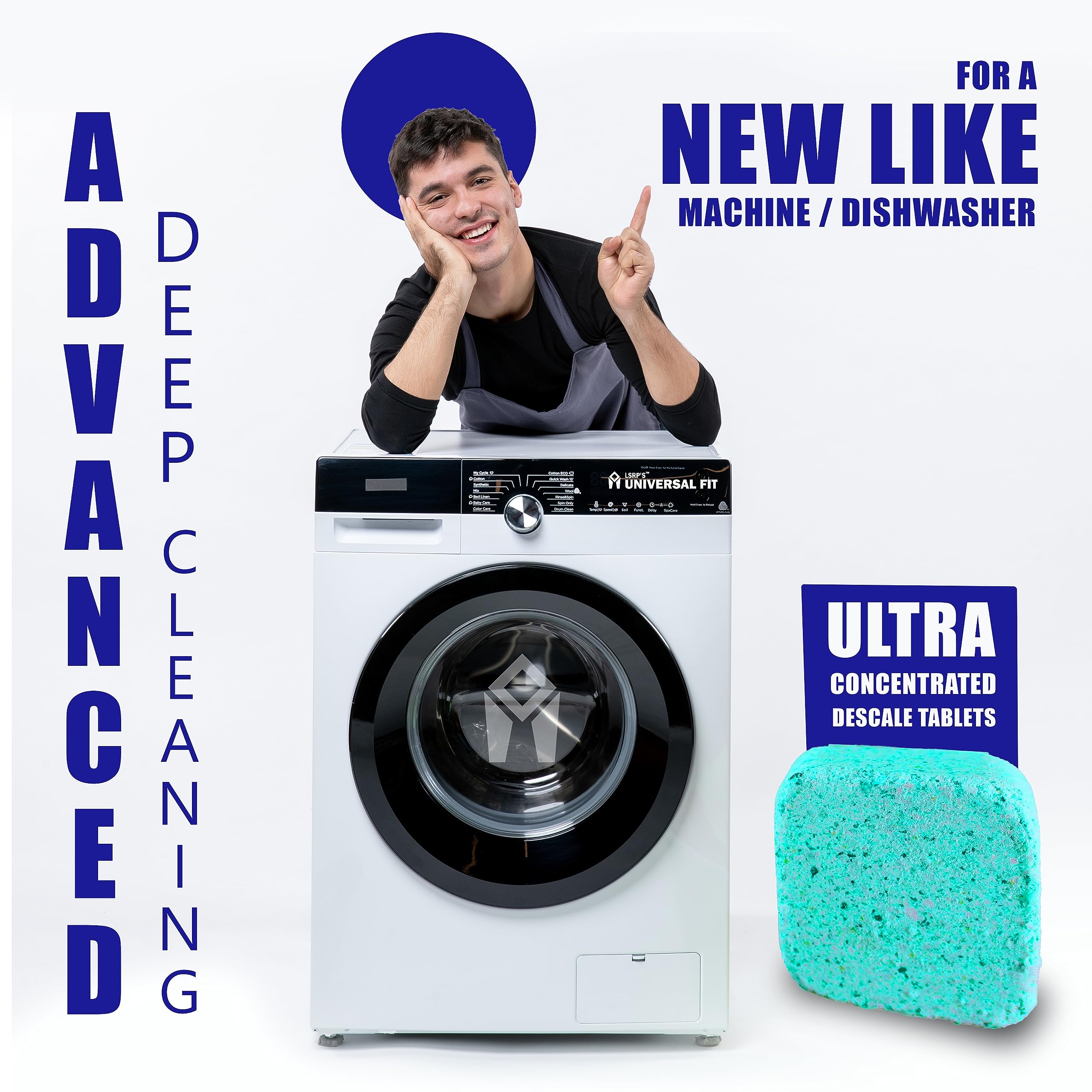 LSRP'S Universal Fit Advanced Deep Clean Washing Machine Cleaner Tablet Descaler For Washing Machine Front Load/Top Loaded Tub & drum cleaning Tablets - Removes Limescale/Bacteria/Bad Smell 1