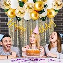 Party Propz Golden Birthday Decoration Items - 36 Pcs Happy Birthday Decoration Kit With Golden Balloons & Artificial Leaves | Golden Confetti Balloons for Birthday | Happy Birthday Banner (Cardstock) gallery image