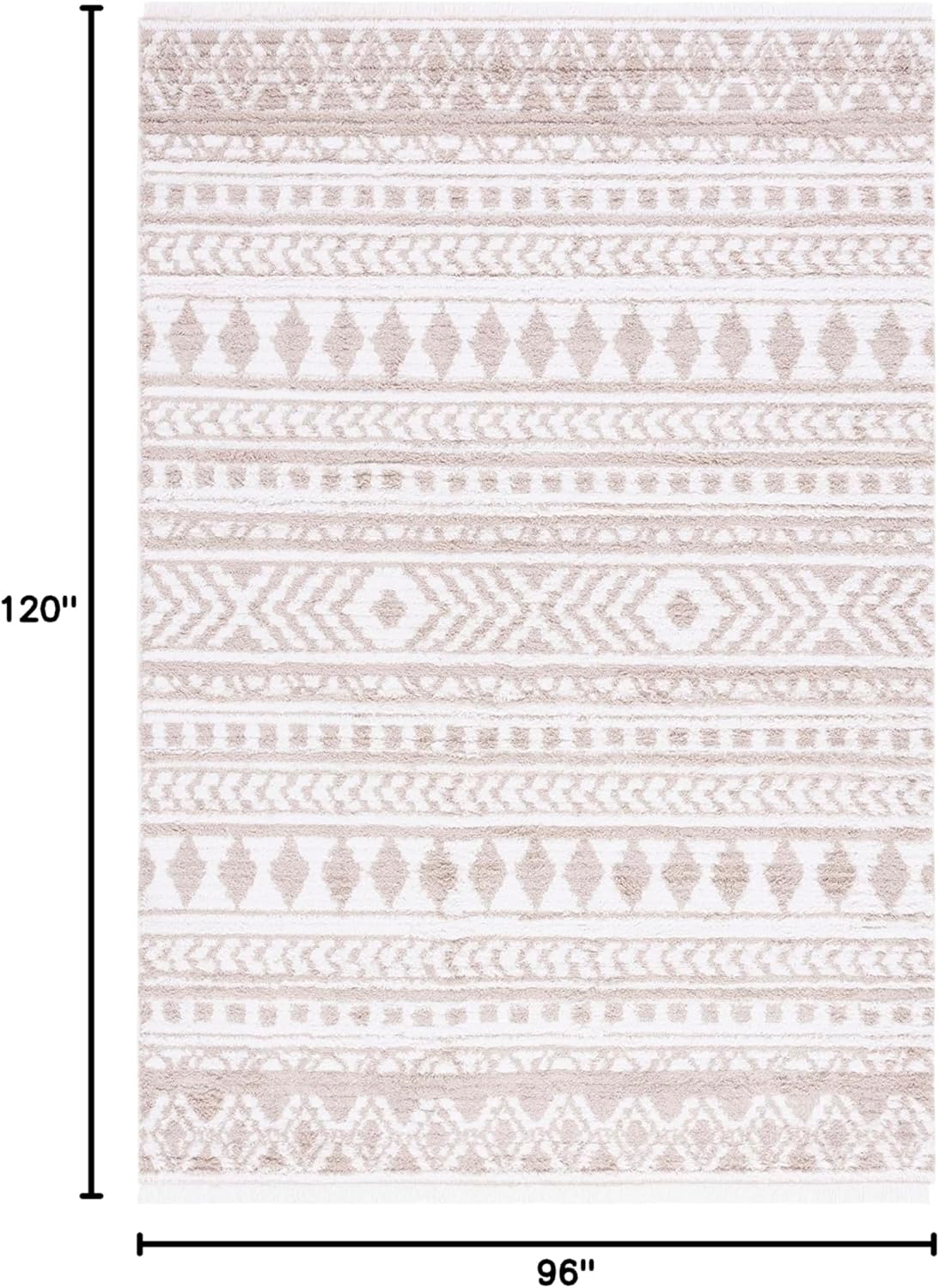 SAFAVIEH Area Rug 8x10 - Augustine Collection - Large - Ivory & Beige, Cotton Moroccan Boho Rustic Fringe Design, Easy Cleaning, Ideal for Living Room, Bedroom, Office, Dining Space (AGT848A)