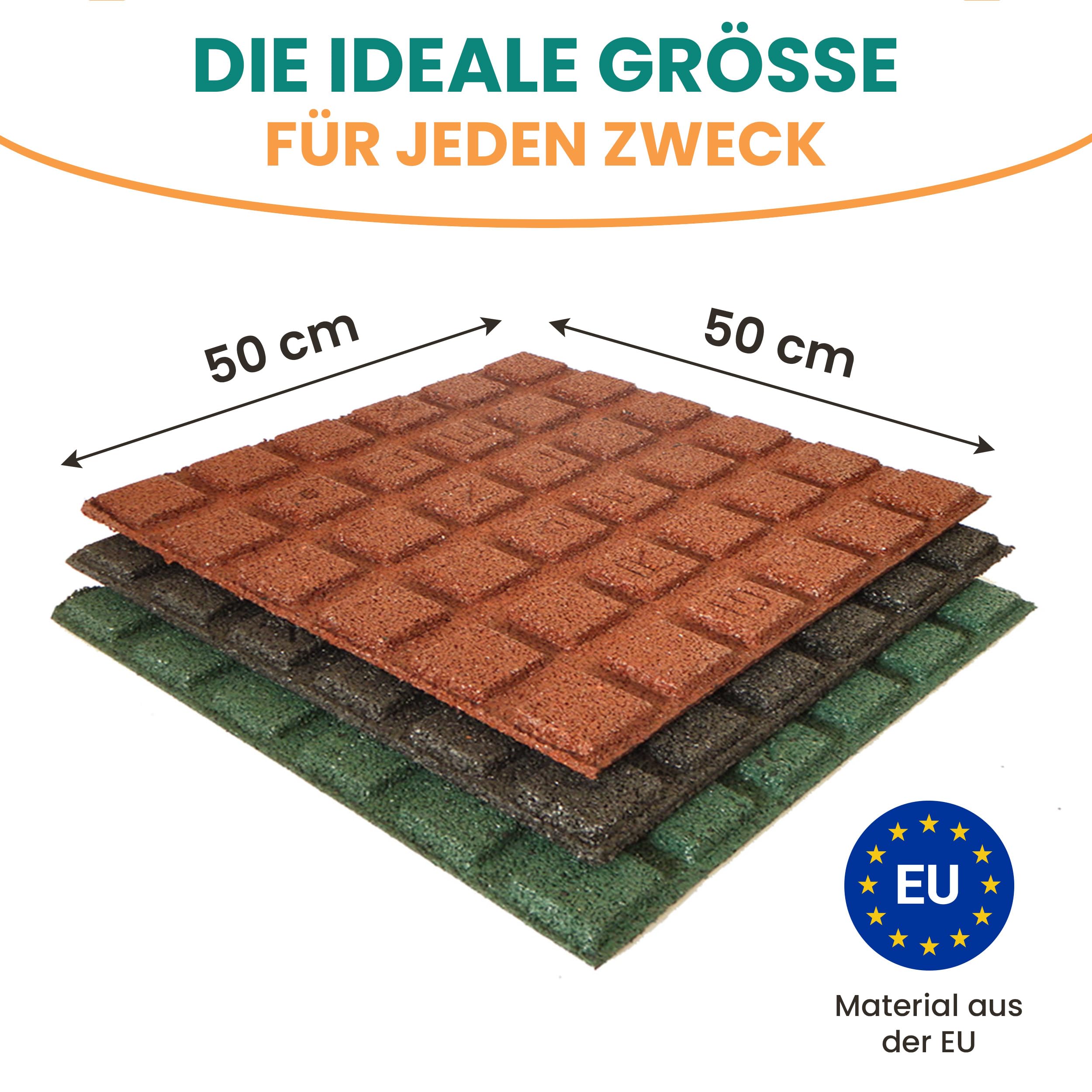 Gartenpirat Dalle amortissante 50x50 cm épaisseur 25 mm Noir – Tapis en Caoutchouc antidérapant pour Jardin, Aire de Jeux, balançoire – Usage intérieur et extérieur