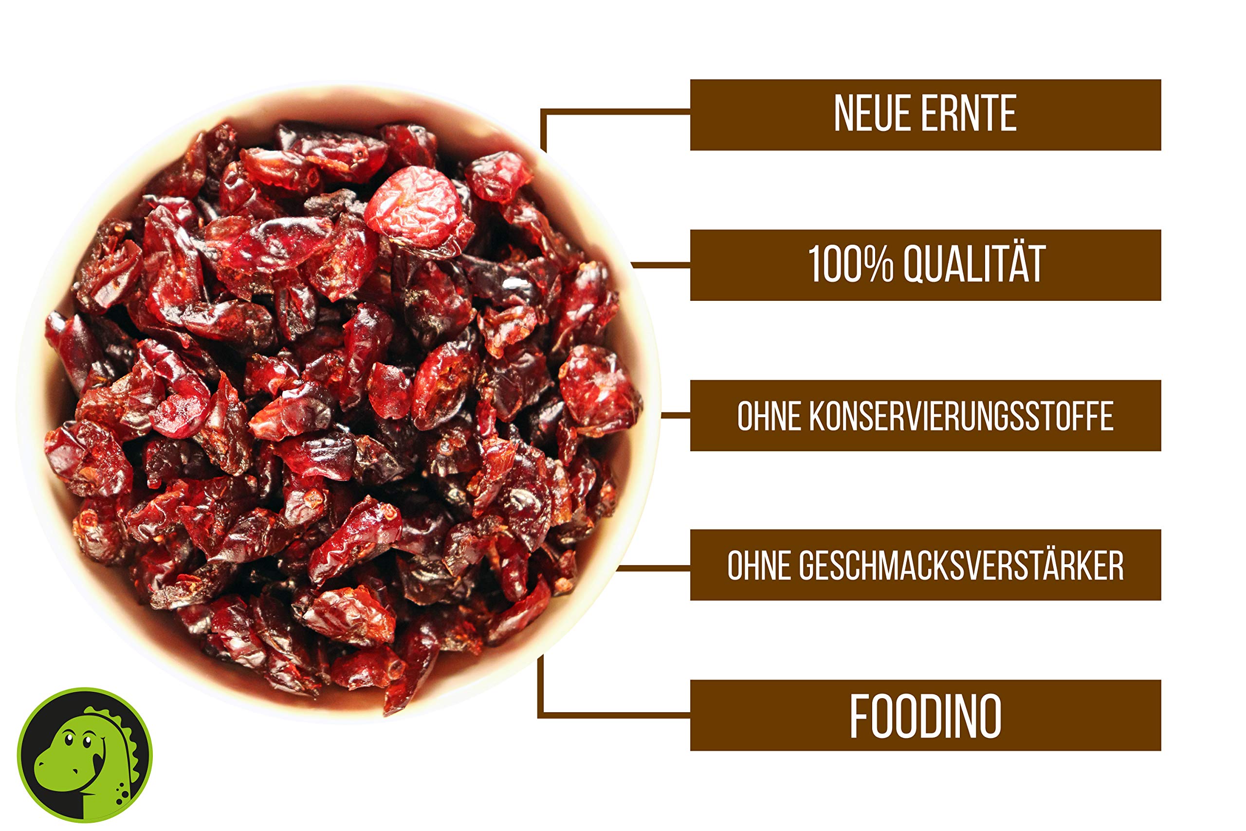 FOODINO 2,5kg Cranberries getrocknet mit Apfelsaft gesüßt ungeschwefelt