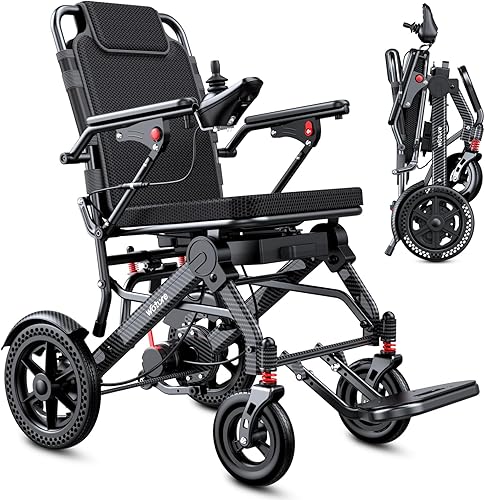 Silla de ruedas eléctrica ligera WOTURE [2025 Mejora] para adultos, largo alcance de viaje, silla de ruedas eléctrica plegable, silla de ruedas