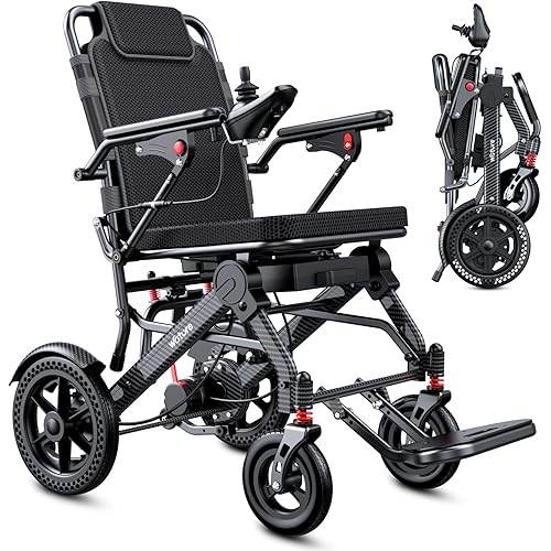 [2025 Upgrade] WOTURE Lightweight Electric Wheelchair for Adults, Long Travel Range, Foldable Power Wheelchair, Power Wheelchair for Seniors, Portable, All Terrain