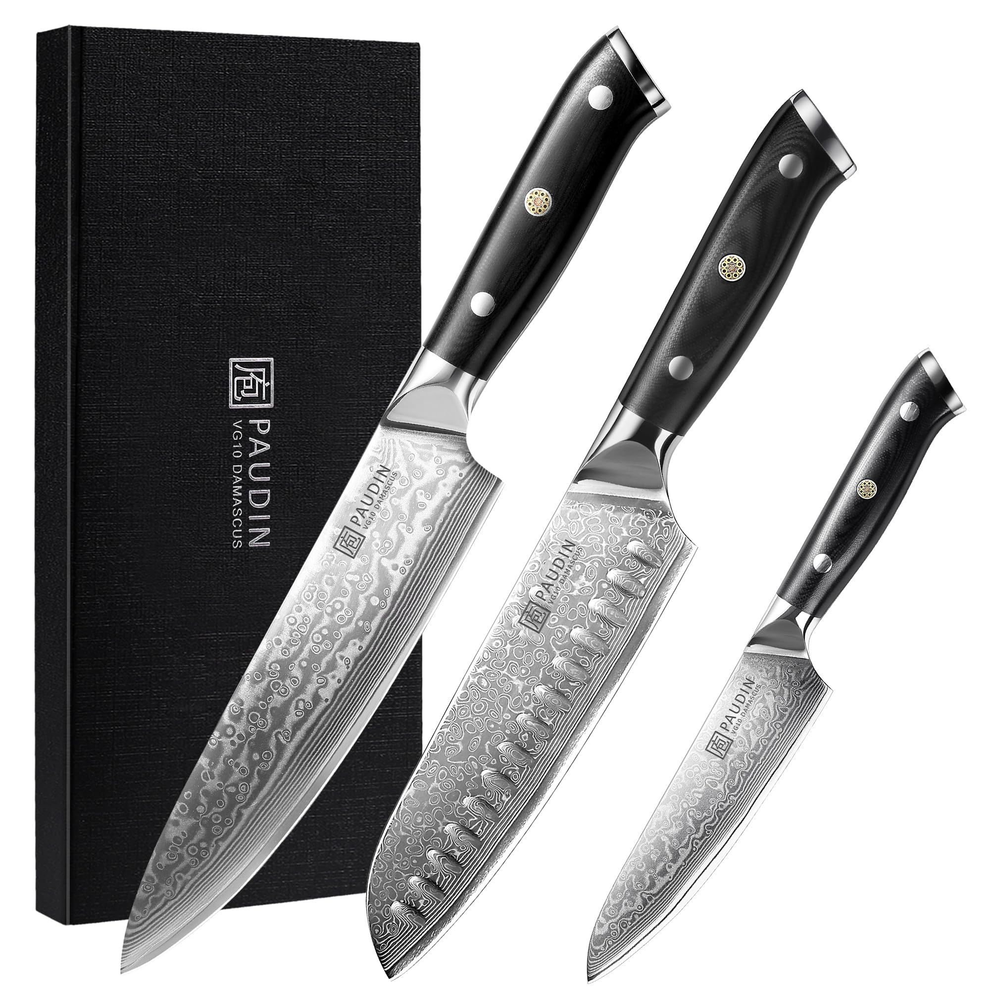 PAUDIN Damascus Knife Set