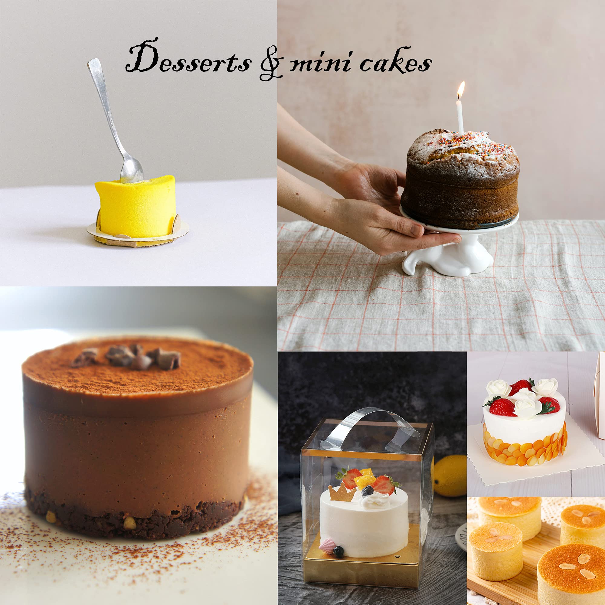 10,2 cm Kuchenformen-Set aus 4 Silikon-Kuchenformen, Schnellentriegelung, Backform, Küchen-Backwerkzeug für Schichtkuchen, Käsekuchen, Regenbogen-Kuchen und Chiffon-Kuchen
