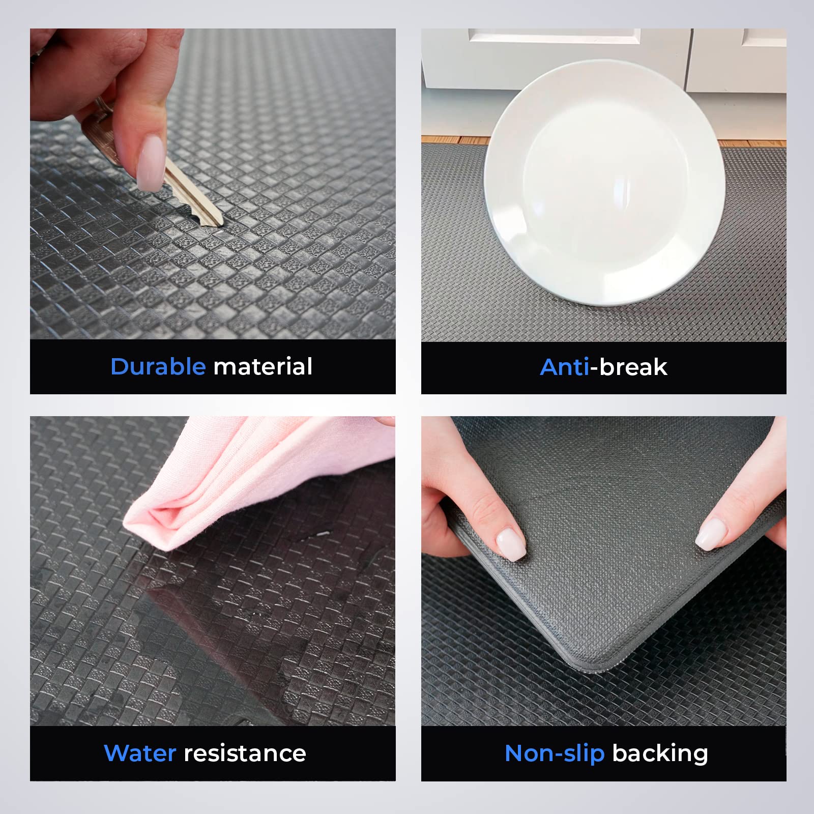 Homergy Anti Fatigue Kitchen Mats for Floor 2 Piece Set, Memory Foam Cushioned Rugs, Comfort Standing Desk Mats for Office, Home, Laundry Room, Waterproof & Ergonomic, 17.3x30.3 and 17.3x59